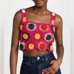 FARM Rio Crochet Flowers Top